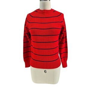 NWT VTG 80s 90s Currants JERi-Jo Red Sweater Blue Stripe Womens Sz. M